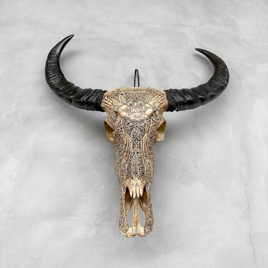 Barong traditionnel | Crâne de Buffle Sculpté à la Main