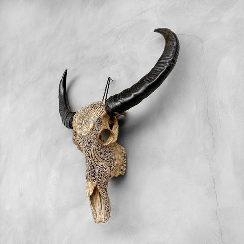 Barong traditionnel | Crâne de Buffle Sculpté à la Main