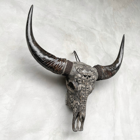 Crâne kumis | Crâne de Buffle Sculpté à la Main