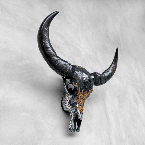 Mosaïque étoiles | Crâne de buffle en verre