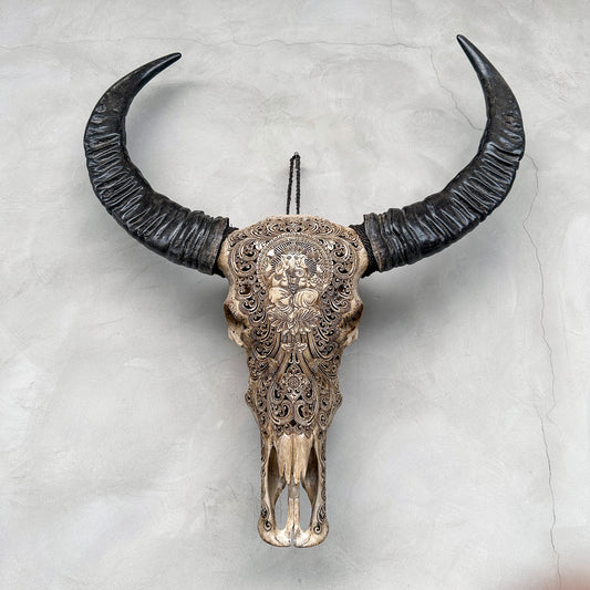 Ganesh Divin | Crâne de Buffle Sculpté à la Main