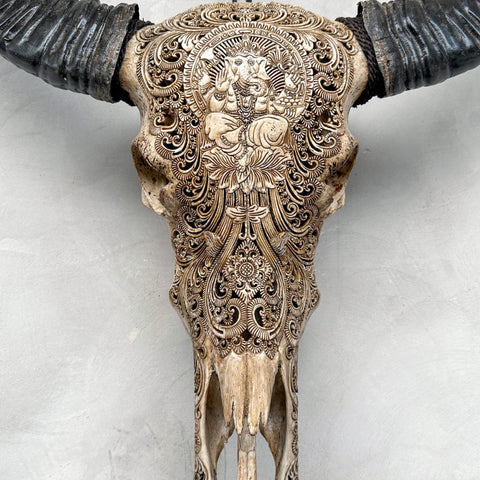 Ganesh Divin | Crâne de Buffle Sculpté à la Main