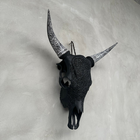 Vignes Torsadées | Crâne de Vache Sculpté à la Main