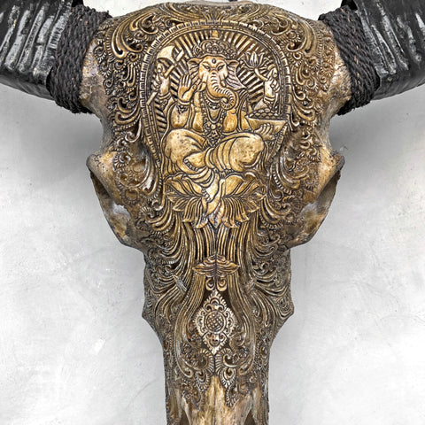 Ganesh Magnifique | Crâne de Buffle Sculpté à la Main