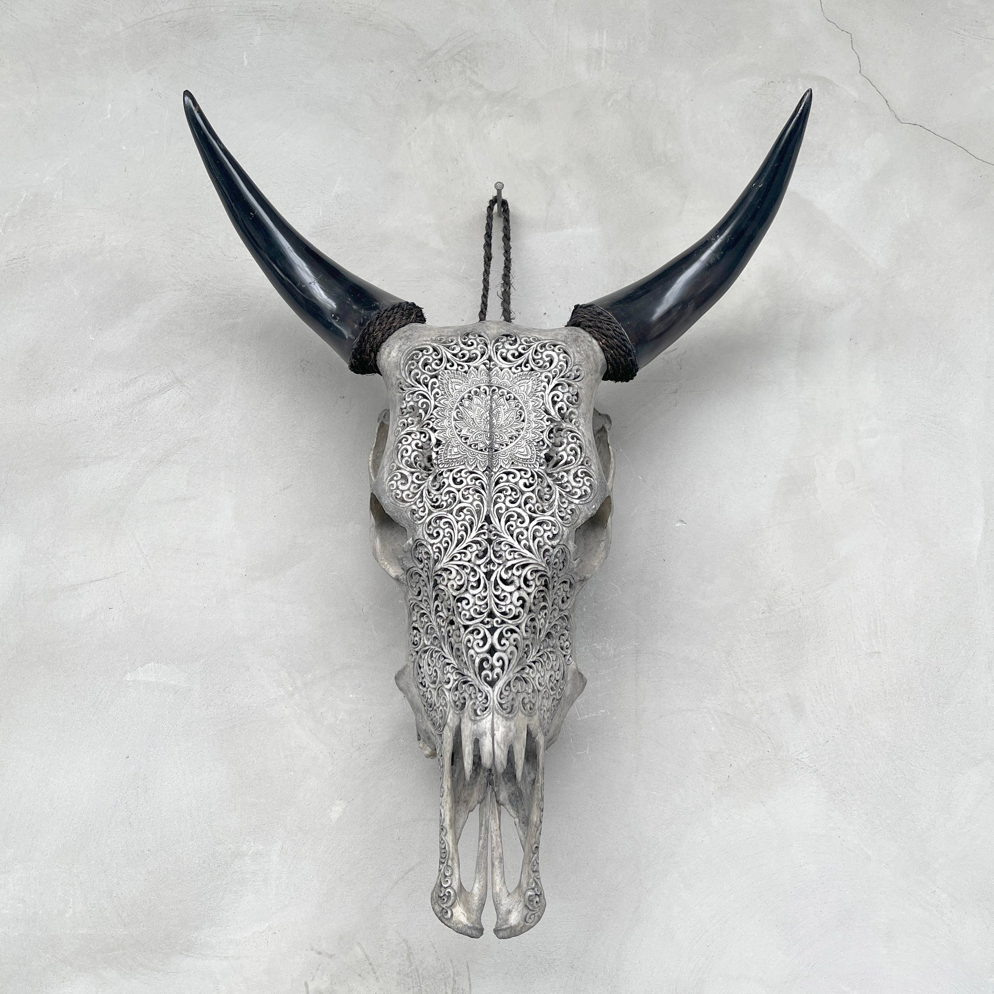Lotus de luxe | Crâne de vache sculpté à la main
