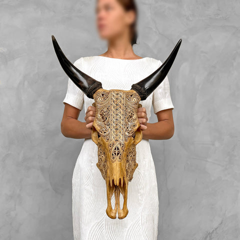Boucle Infinie | Crâne de Vache Sculpté à la Main