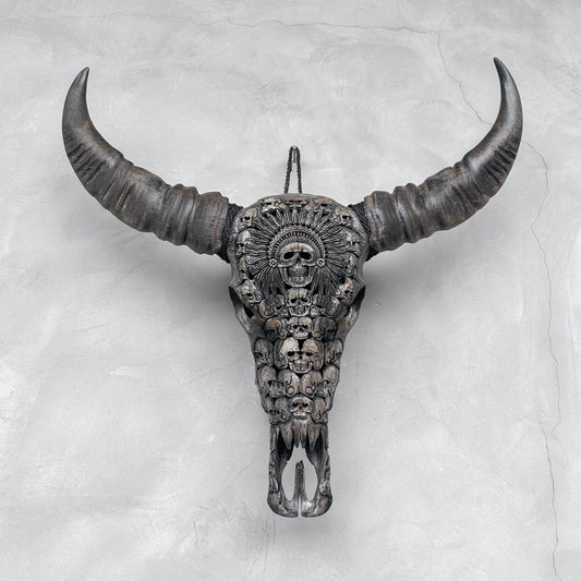Amérindien | Crâne de Buffle Sculpté à la Main