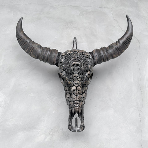 Amérindien | Crâne de Buffle Sculpté à la Main