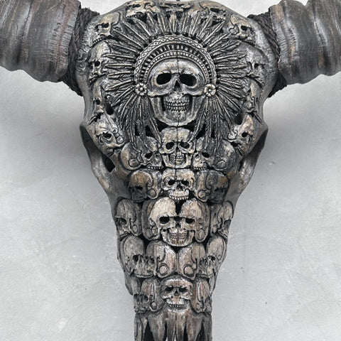 Amérindien | Crâne de Buffle Sculpté à la Main