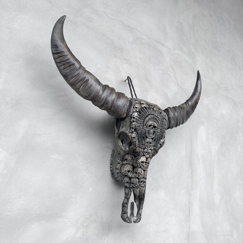 Amérindien | Crâne de Buffle Sculpté à la Main