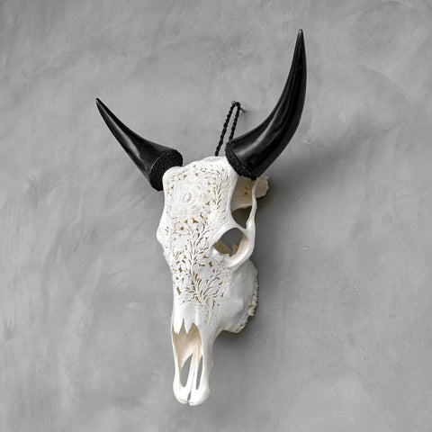 Fleur de bovin | Crâne de Vache Sculpté à la Main