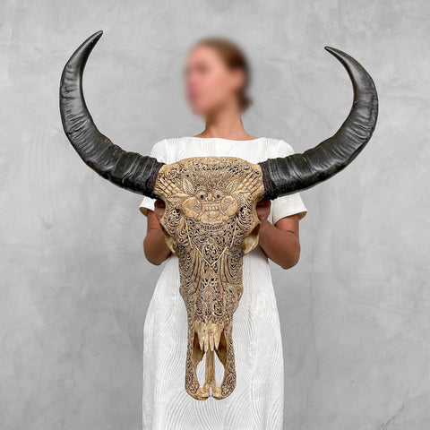 Barong traditionnel | Crâne de Buffle Sculpté à la Main