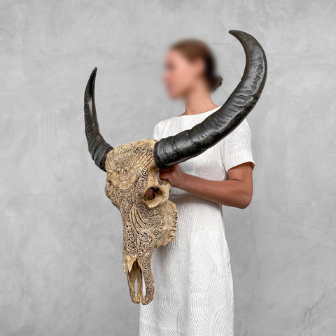 Barong traditionnel | Crâne de Buffle Sculpté à la Main