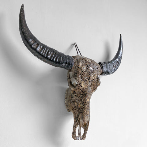 Fusion koï | Crâne de Buffle Sculpté à la Main