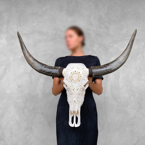Couronne de Mandala Cosmique | Buffle Sculpté à la Main